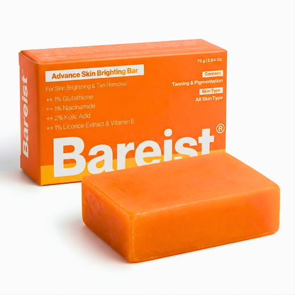 Bareist® Skin Brightening Bar | 2% Kojic Acid, 1% Glutathione, 1% Niacinamide | Reduce Dark Spots, Tan & Pigmentation | For Men & Women
