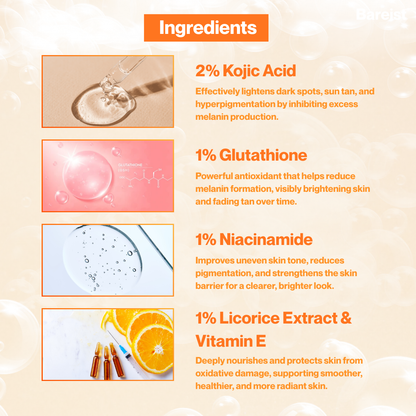 Bareist® Skin Brightening Bar | 2% Kojic Acid, 1% Glutathione, 1% Niacinamide | Reduce Dark Spots, Tan & Pigmentation | For Men & Women